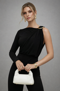 Black Elegant One Shoulder Neck Blouse